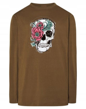 Longsleeve męski nadruk Czaszka z Kwiatami r.XS