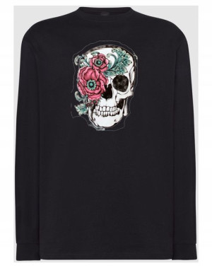 Longsleeve męski nadruk Czaszka z Kwiatami r.XXL