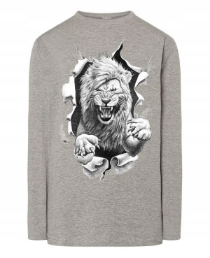 Longsleeve męski nadruk Dziki Lew r.S