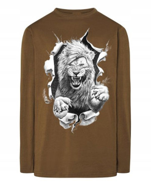 Longsleeve męski nadruk Dziki Lew r.XS