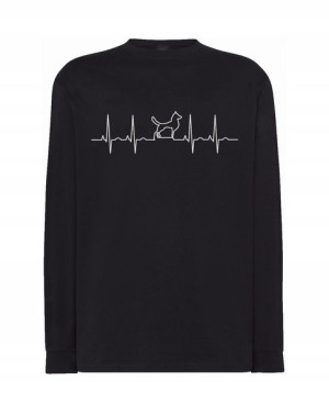 Longsleeve męski nadruk EKG bicie PIES r.S