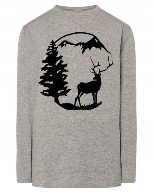 Longsleeve męski nadruk góry Jeleń r.5XL