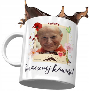 Kubek Jan Paweł II 2 Papież Papaj Mem na Prezent