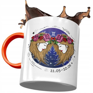 Kubek Pomarańczowy Bliźnięta Znaki Zodiaku Prezent