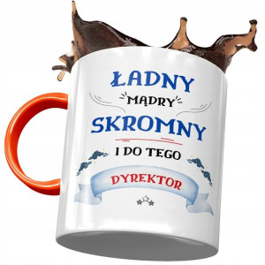 Kubek Pomarańczowy dla Dyrektora Ładny Mądry