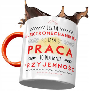 Kubek Pomarańczowy dla Elektromechanika na Prezent