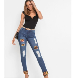 Bonprix Jeansowe Spodnie Rurki Skinny Ze Stretchem Przetarcia 40-42 926428