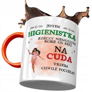 Kubek Pomarańczowy dla Higienistki Trzeba Poczekać