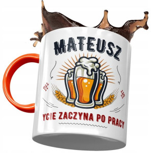 Kubek Pomarańczowy Dla Mateusza Kolegi Prezent