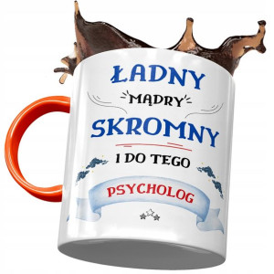 Kubek Pomarańczowy dla Psychologa Ładny Mądry