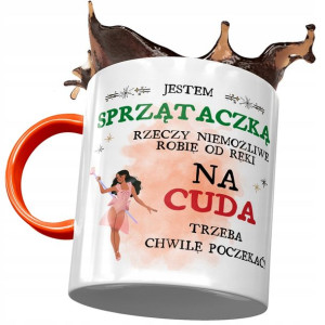 Kubek Pomarańczowy dla Sprzątaczki na Prezent
