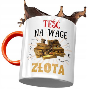 Kubek Pomarańczowy dla Teścia Teściunia na Prezent