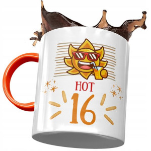 Kubek Pomarańczowy na Urodziny 16 16ste 16-ste