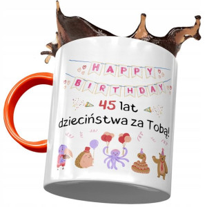 Kubek Pomarańczowy na Urodziny 45 45te 45-te