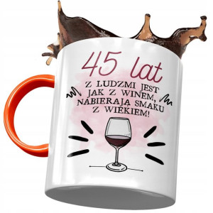 Kubek Pomarańczowy na Urodziny 45 45te 45-te