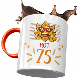 Kubek Pomarańczowy na Urodziny 75 75te 75-te
