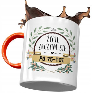 Kubek Pomarańczowy na Urodziny 75 75te 75-te