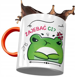 Kubek Pomarańczowy Śmieszny Zabawny Żajebać Ci?