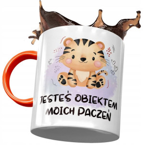 Kubek Pomarańczowy z Tygryskiem Słodki na Prezent