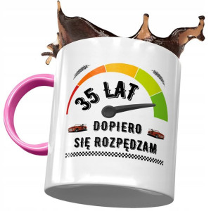 Kubek Różowy na Urodziny 35 35te 35-te Prezent
