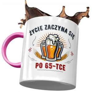 Kubek Różowy na Urodziny 65 65te 65-te Prezent