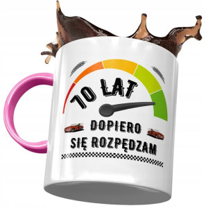 Kubek Różowy na Urodziny 70 70te 70-te Prezent