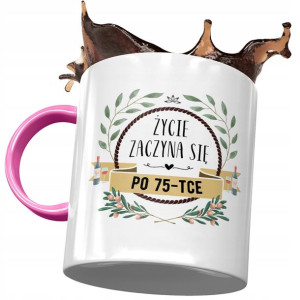 Kubek Różowy na Urodziny 75 75te 75-te Prezent