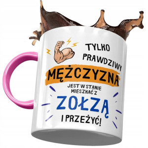 Kubek Różowy Śmieszny Mieszkać Z Zołzą Prezent