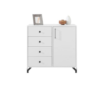 KOMODA SZUFLADY PÓŁKI 90cm BREVA Biały Połysk