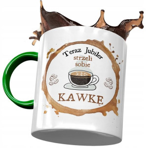 Kubek Zielony Dla Jubilera Strzeli Sobie Kawkę