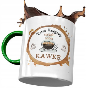 Kubek Zielony Dla Księgowego Strzeli Sobie Kawkę