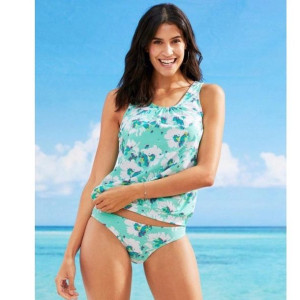 Bonprix Miętowy Kolorowy Plażowy Kąpielowy Luźny Top Od Tankini W Kwiaty 48