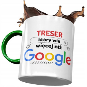 Kubek Zielony Dla Tresera Strzeli Sobie Kawkę