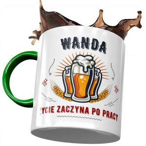 Kubek Zielony Dla Wandy Żony Koleżanki na Prezent