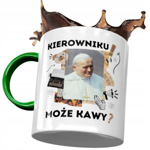 Kubek Zielony Jan Paweł II Papież Mem na Prezent