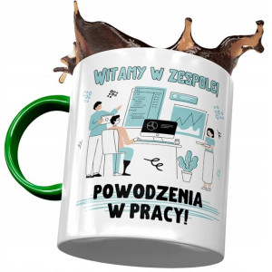 Kubek Zielony na Powitanie Przywitanie w Pracy