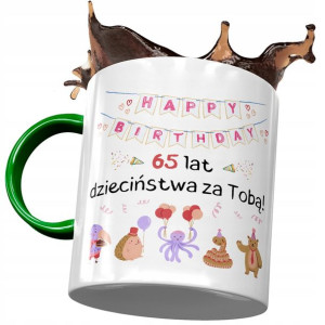 Kubek Zielony na Urodziny 65 65te 65-te na Prezent