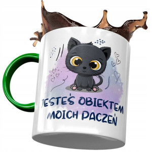 Kubek Zielony z Kotem Kotkiem Słodki Prezent