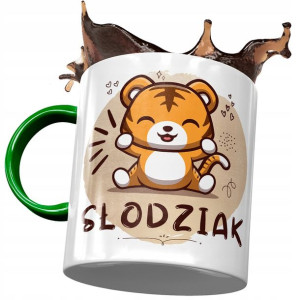 Kubek Zielony z Tygryskiem Słodki na Prezent