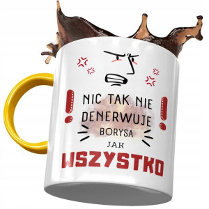 Kubek Żółty Dla Borysa Kolegi Męża na Prezent
