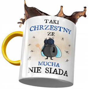 Kubek Żółty Dla Chrzestnego Rodziny na Prezent