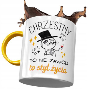 Kubek Żółty Dla Chrzestnego Rodziny na Prezent