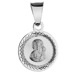 Srebrny Medalik Matka Boska Częstochowska Madonna Srebro Wisiorek 925