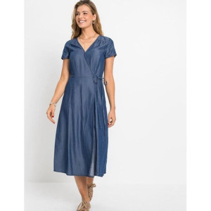 Bonprix Jeansowa Rozkloszowana Sukienka Kopertowy Dekolt 42-44 913483