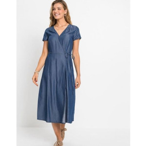 Bonprix Jeansowa Rozkloszowana Sukienka Kopertowy Dekolt 44-46 913483