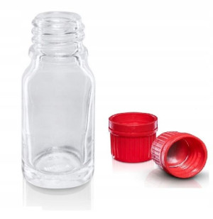 Bezbarwna Buteleczka 10ml + Czerwona Nakrętka
