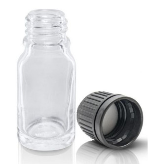 Butelka bezbarwna 10mL + Czarna Nakrętka