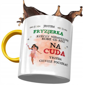 Kubek Żółty Dla Fryzjerki Trzeba Chwilę Poczekać