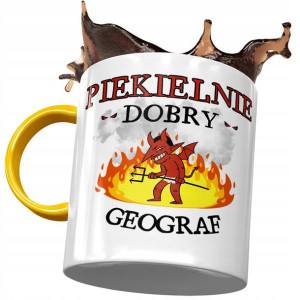 Kubek Żółty Dla Geografa Piekielnie Dobry Geograf