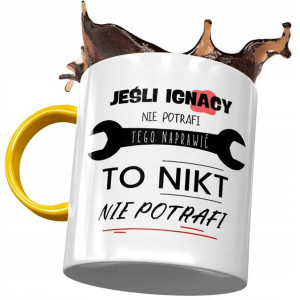 Kubek Żółty Dla Ignacego Kolegi Męża na Prezent